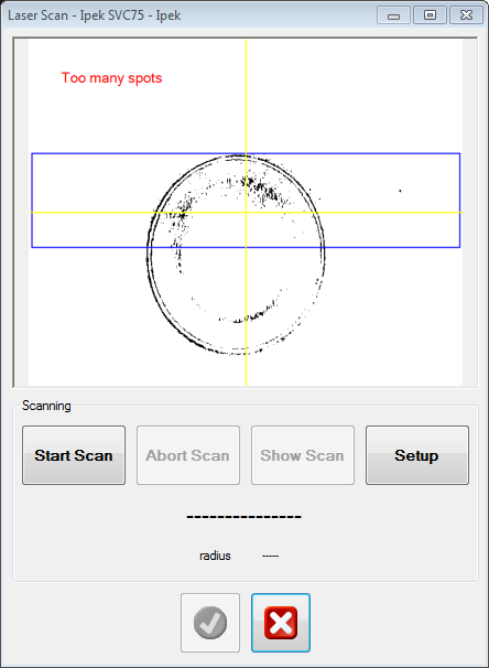 Durchführung der Messung Schalten Sie die Kamerabeleuchtung aus und klicken Sie auf die Schaltfläche Start Scan.
