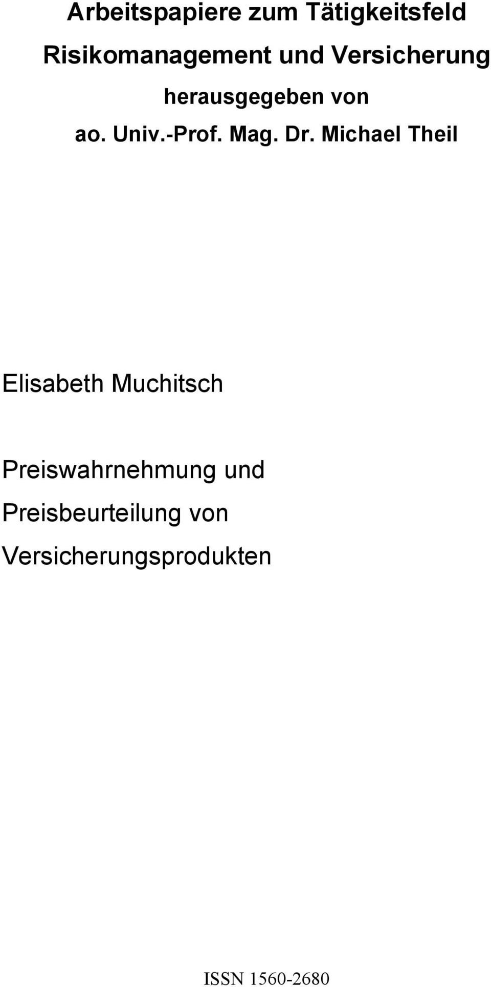 Michael Theil Elisabeth Muchitsch Preiswahrnehmung und