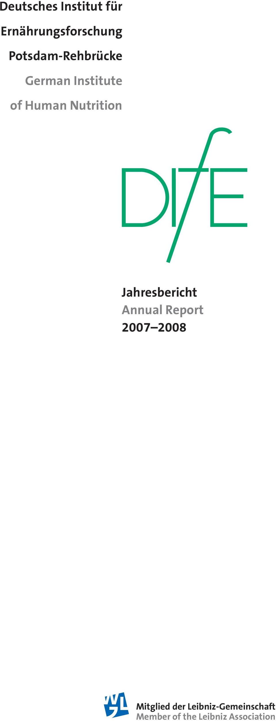 Nutrition Jahresbericht Annual Report 2007 2008