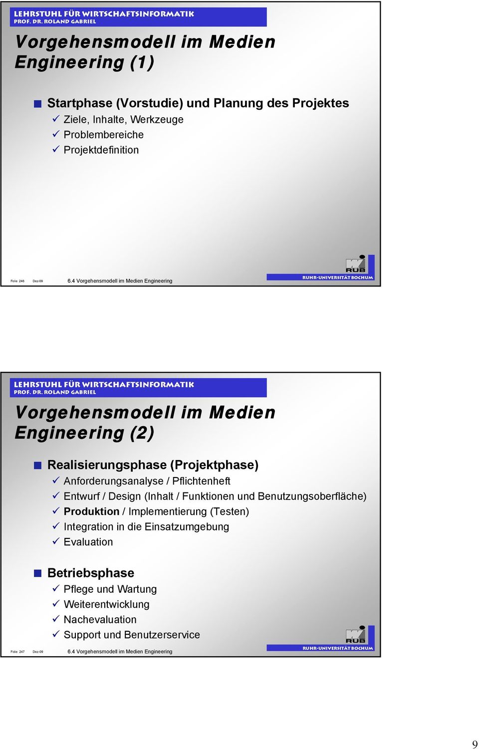 4 Vorgehensmodell im Medien Engineering Vorgehensmodell im Medien Engineering (2) Realisierungsphase (Projektphase) Anforderungsanalyse / Pflichtenheft
