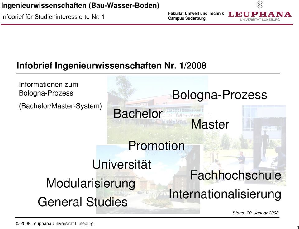 Bachelor Bologna-Prozess Master Modularisierung General Studies