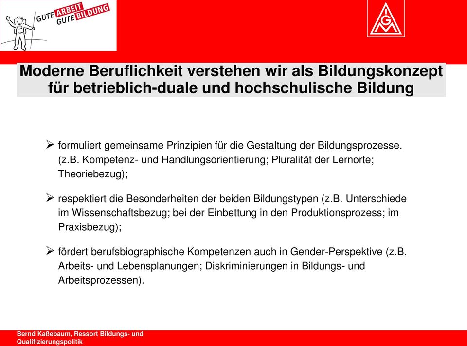 Kompetenz- und Handlungsorientierung; Pluralität der Lernorte; Theoriebe