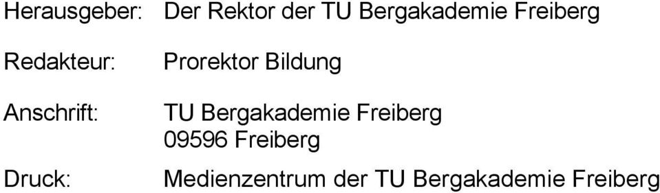 Prorektor Bildung TU Bergakademie Freiberg