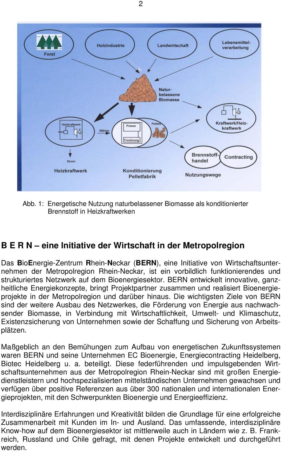 (BERN), eine Initiative von Wirtschaftsunternehmen der Metropolregion Rhein-Neckar, ist ein vorbildlich funktionierendes und strukturiertes Netzwerk auf dem Bioenergiesektor.
