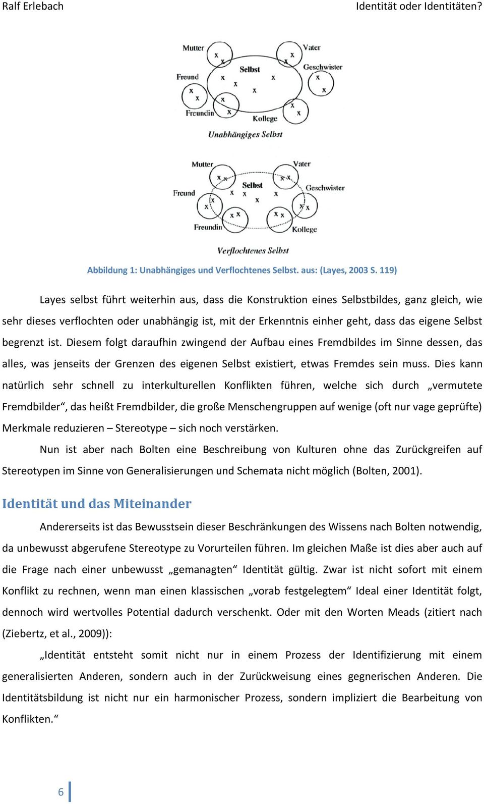 begrenzt ist. Diesem folgt daraufhin zwingend der Aufbau eines Fremdbildes im Sinne dessen, das alles, was jenseits der Grenzen des eigenen Selbst existiert, etwas Fremdes sein muss.