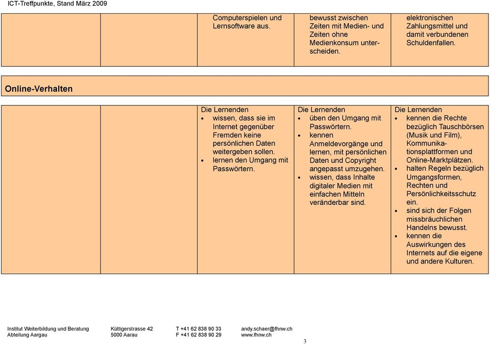 kennen Anmeldevorgänge und lernen, mit persönlichen Daten und Copyright angepasst umzugehen. wissen, dass Inhalte digitaler Medien mit einfachen Mitteln veränderbar sind.