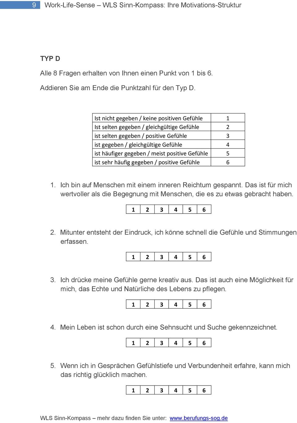 positive Gefühle 5 ist sehr häufig gegeben / positive Gefühle 6 1. Ich bin auf Menschen mit einem inneren Reichtum gespannt.