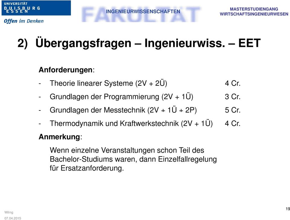 - Grundlagen der Messtechnik (2V + 1Ü + 2P) 5 Cr.