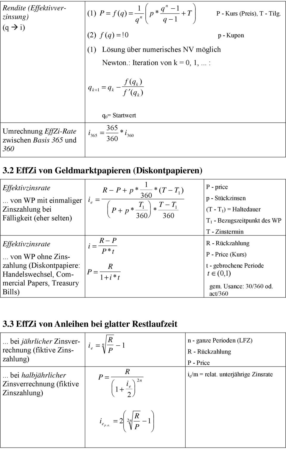 .. vo W ohe szahlug (Dsopapere: Haelswechsel, Coercal apers, Treasury Blls) e R + p ( T T ) 36 T T T + p 36 36 R R + (, ) - prce p - Süczse (T - T ) Haleauer T - Bezugszepu es W T - ser R -