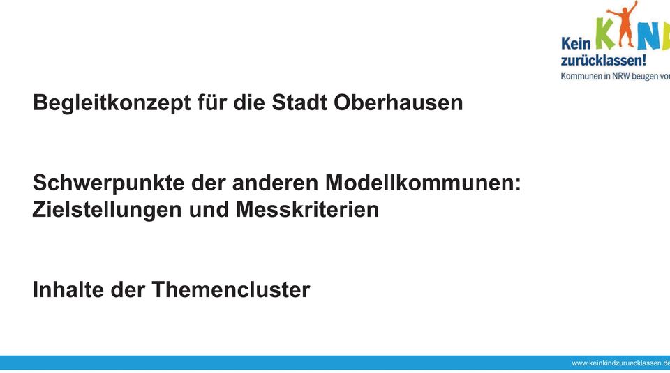 Zielstellungen und Messkriterien Inhalte