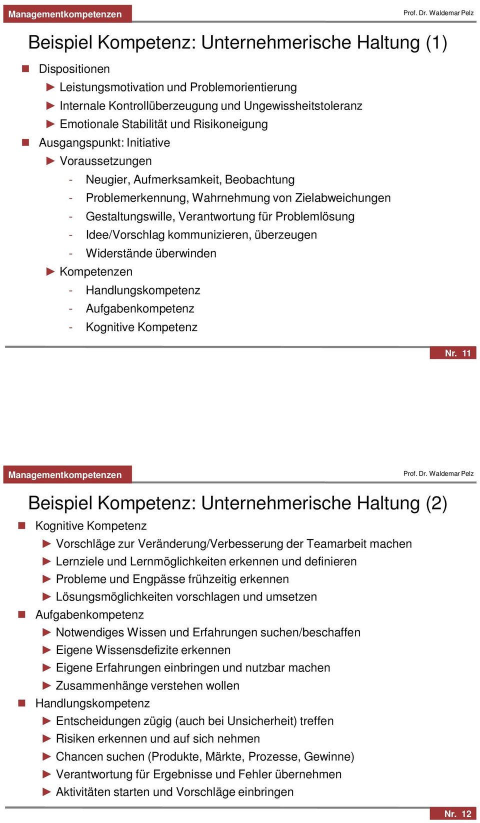 - Idee/Vorschlag kommunizieren, überzeugen - Widerstände überwinden Kompetenzen - Handlungskompetenz - Aufgabenkompetenz - Kognitive Kompetenz Nr.