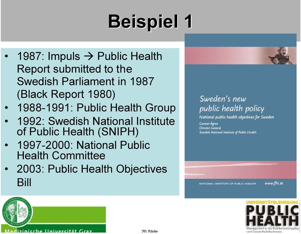 1992: Swedish National Institute of Public Health (SNIPH) 1997-2000: