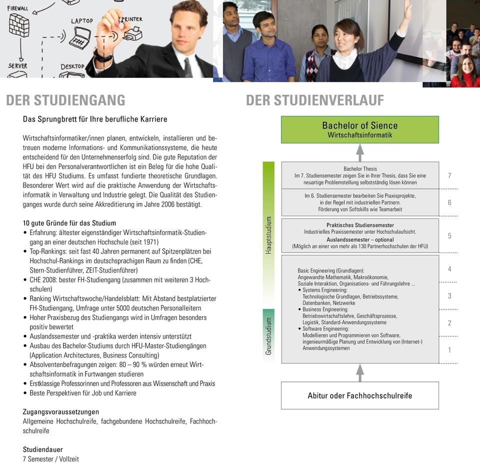 Es umfasst fundierte theoretische Grundlagen. Besonderer Wert wird auf die praktische Anwendung der Wirtschaftsinformatik in Verwaltung und Industrie gelegt.