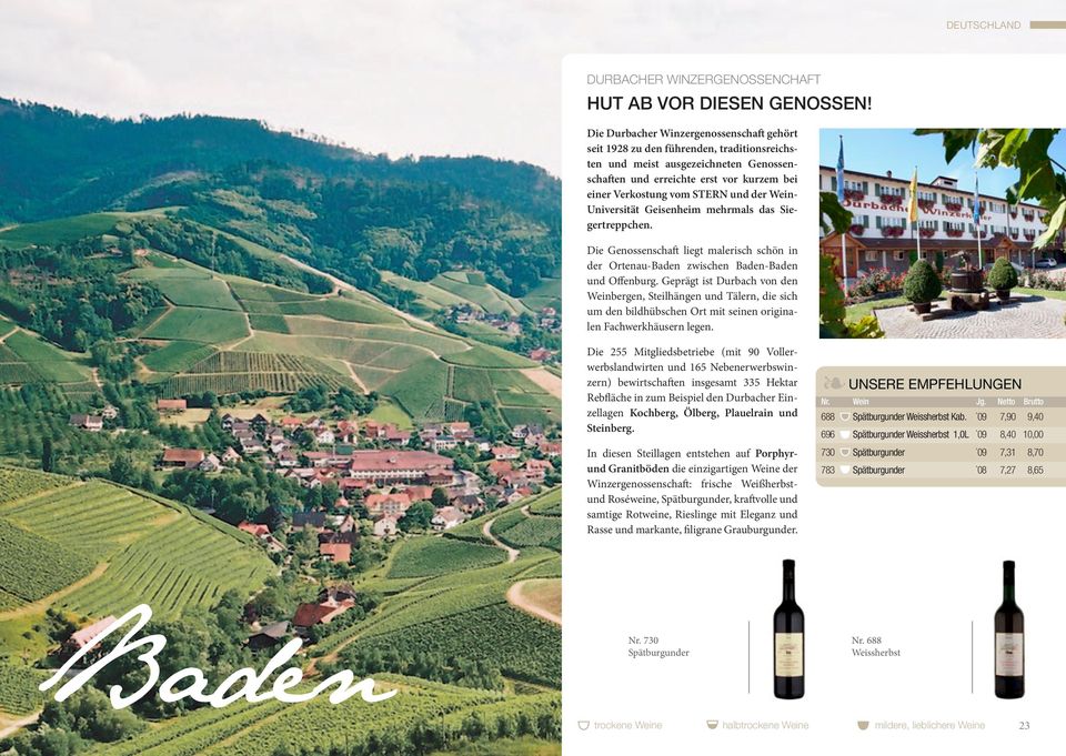 der Wein- Universität Geisenheim mehrmals das Siegertreppchen. Die Genossenschaft liegt malerisch schön in der Ortenau-Baden zwischen Baden-Baden und Offenburg.