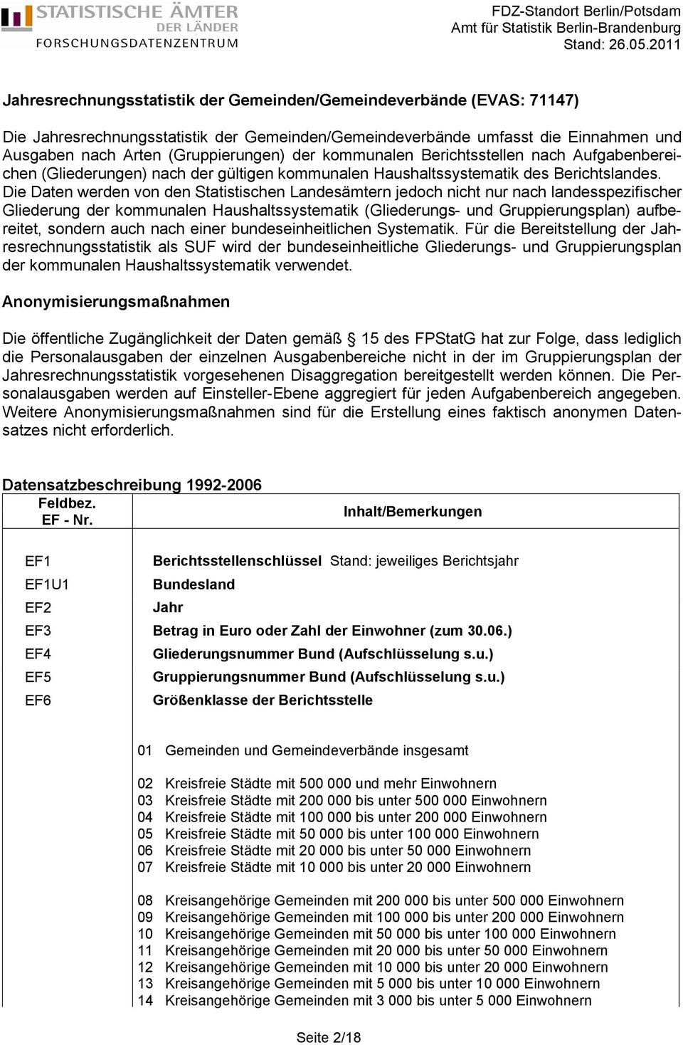 Die Daten werden von den Statistischen Landesämtern jedoch nicht nur nach landesspezifischer Gliederung der kommunalen Haushaltssystematik (Gliederungs- und Gruppierungsplan) aufbereitet, sondern