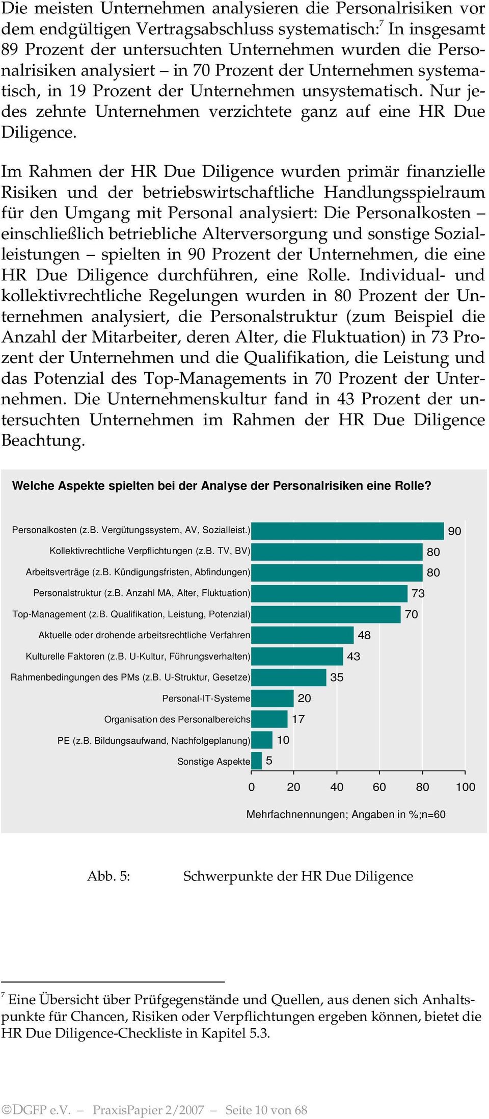 Im Rahmen der HR Due Diligence wurden primär finanzielle Risiken und der betriebswirtschaftliche Handlungsspielraum für den Umgang mit Personal analysiert: Die Personalkosten einschließlich