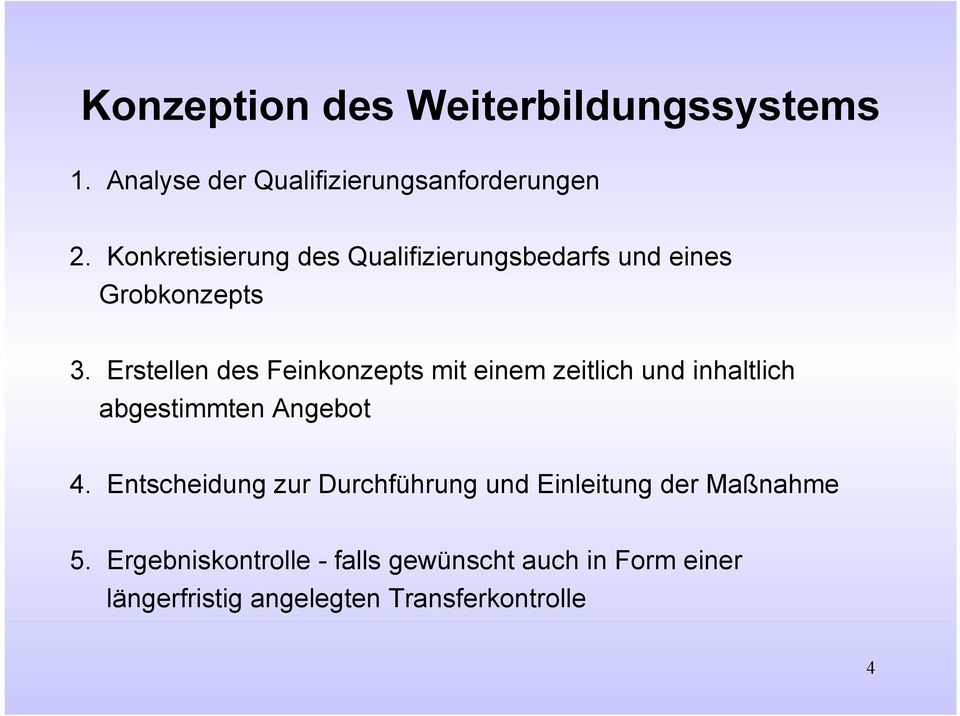 Erstellen des Feinkonzepts mit einem zeitlich und inhaltlich abgestimmten Angebot 4.