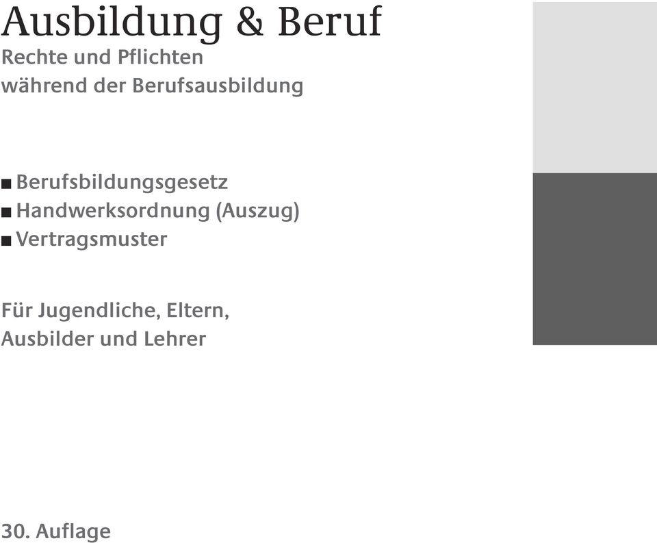 Berufsbildungsgesetz Handwerksordnung (Auszug)