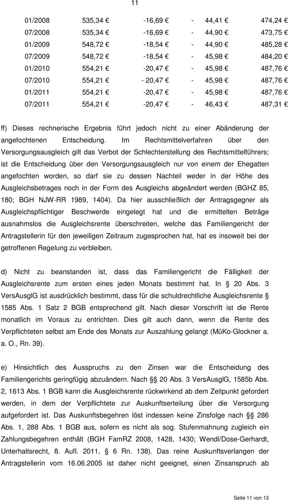 Im Rechtsmittelverfahren über den Versorgungsausgleich gilt das Verbot der Schlechterstellung des Rechtsmittelführers; ist die Entscheidung über den Versorgungsausgleich nur von einem der Ehegatten