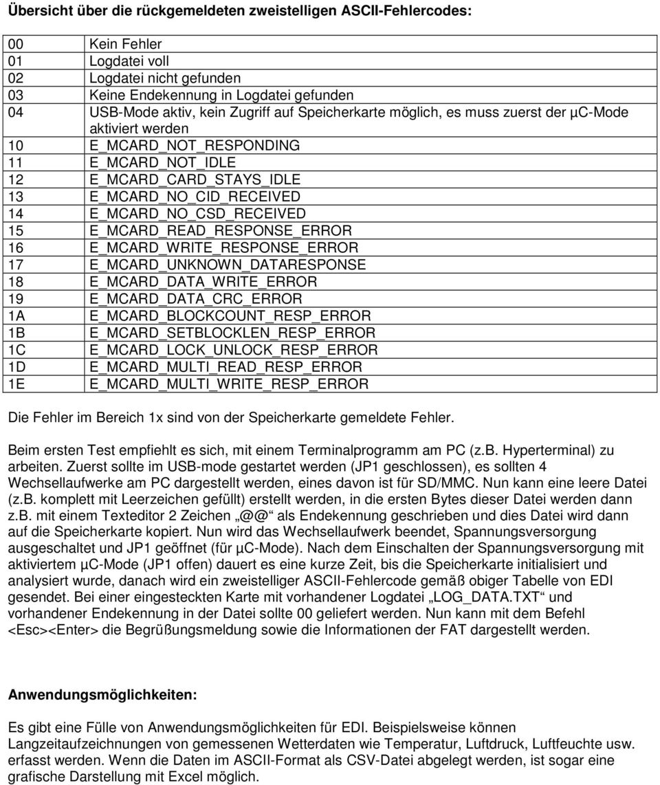 15 E_MCARD_READ_RESPONSE_ERROR 16 E_MCARD_WRITE_RESPONSE_ERROR 17 E_MCARD_UNKNOWN_DATARESPONSE 18 E_MCARD_DATA_WRITE_ERROR 19 E_MCARD_DATA_CRC_ERROR 1A E_MCARD_BLOCKCOUNT_RESP_ERROR 1B