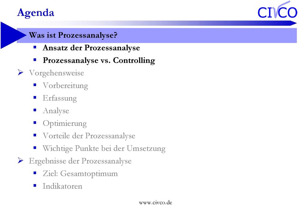 Controlling Vorgehensweise Vorbereitung Erfassung Analyse