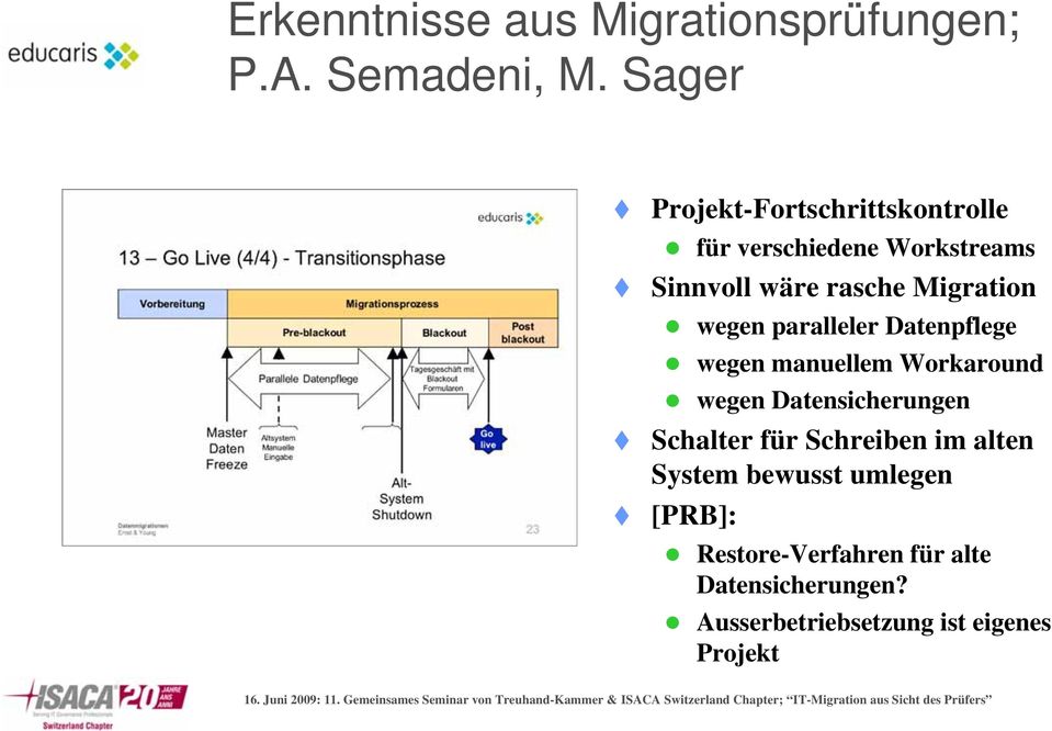 Migration wegen paralleler Datenpflege wegen manuellem Workaround wegen Datensicherungen