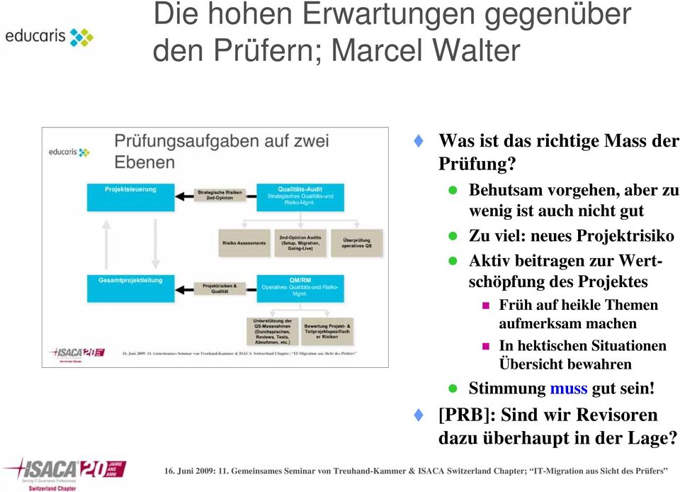 zur Wertschöpfung des Projektes Früh auf heikle Themen aufmerksam machen In hektischen