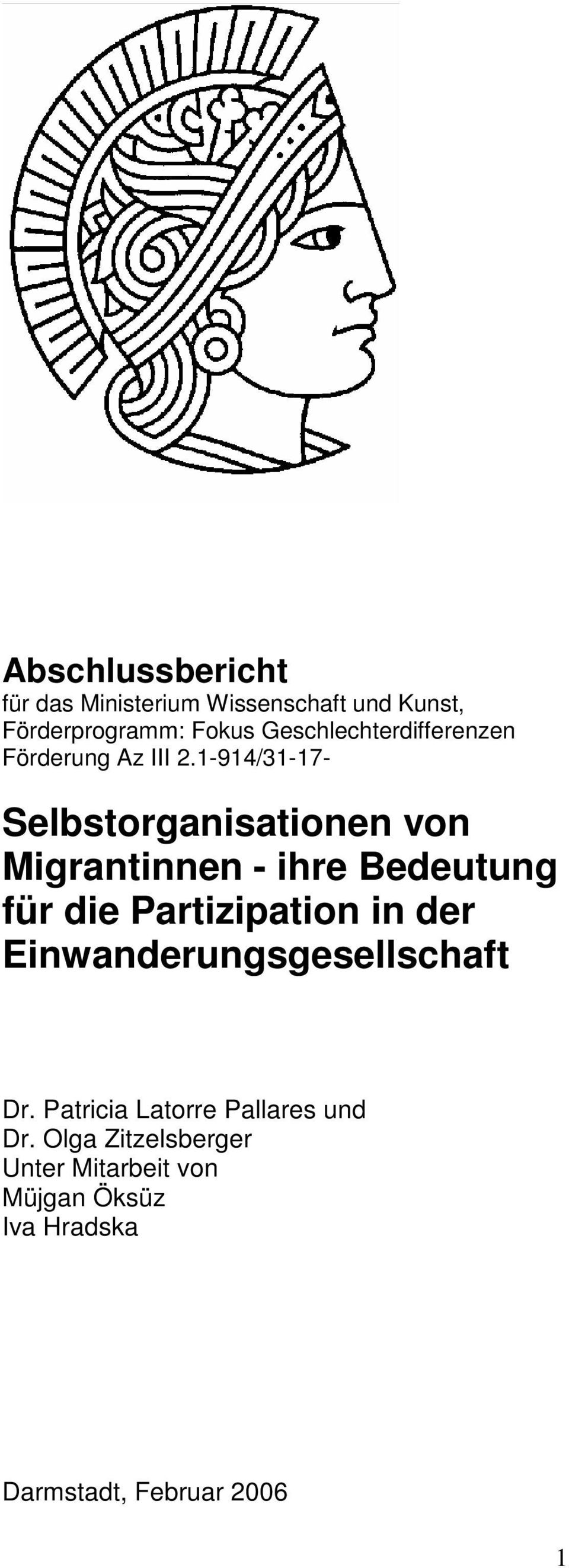 1-914/31-17- Selbstorganisationen von Migrantinnen - ihre Bedeutung für die Partizipation in
