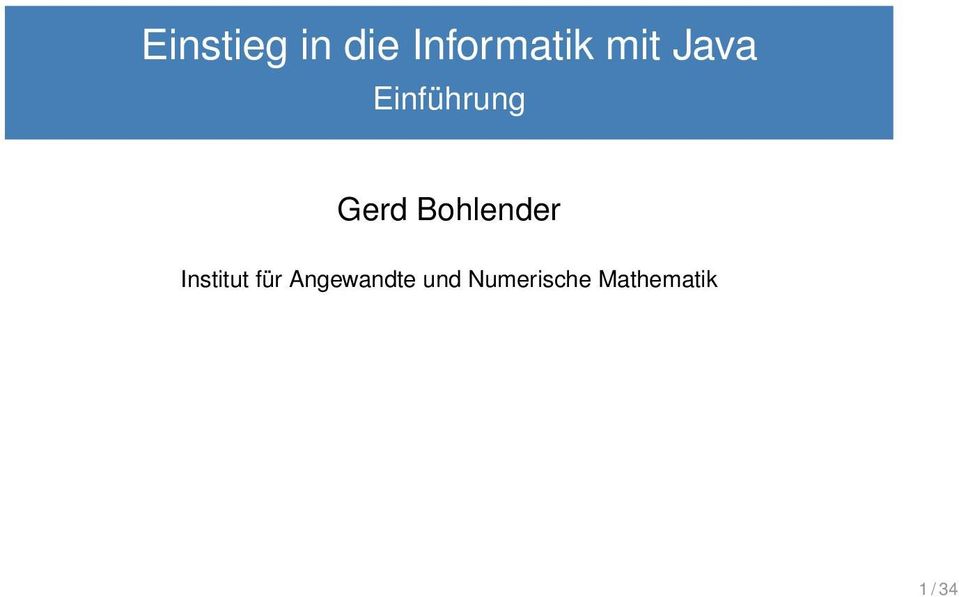 Einführung Gerd Bohlender
