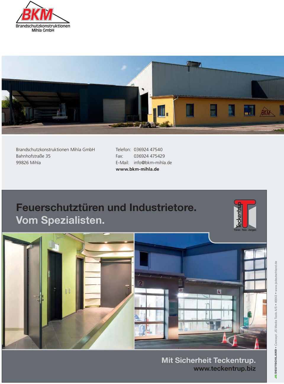 de www.bkm-mihla.de Feuerschutztüren und Industrietore. Vom Spezialisten.