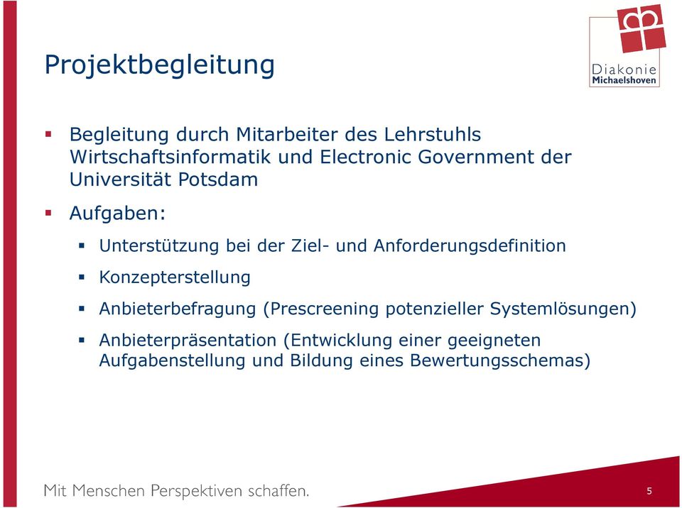 Anforderungsdefinition Konzepterstellung Anbieterbefragung (Prescreening potenzieller