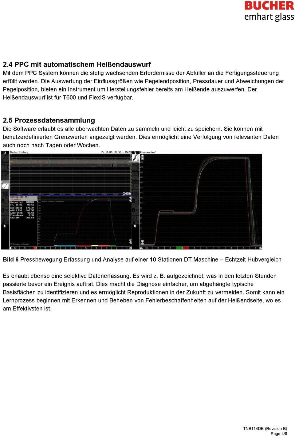 Der Heißendauswurf ist für T600 und FlexIS verfügbar. 2.5 Prozessdatensammlung Die Software erlaubt es alle überwachten Daten zu sammeln und leicht zu speichern.