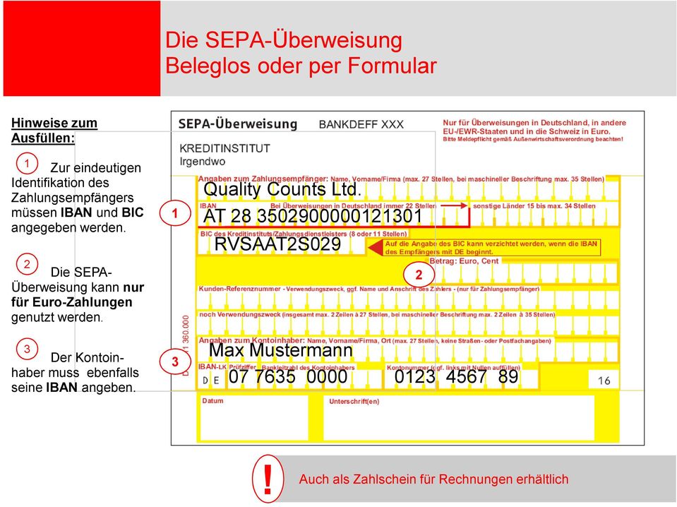 2 Die SEPA- Überweisung kann nur für Euro-Zahlungen genutzt werden.