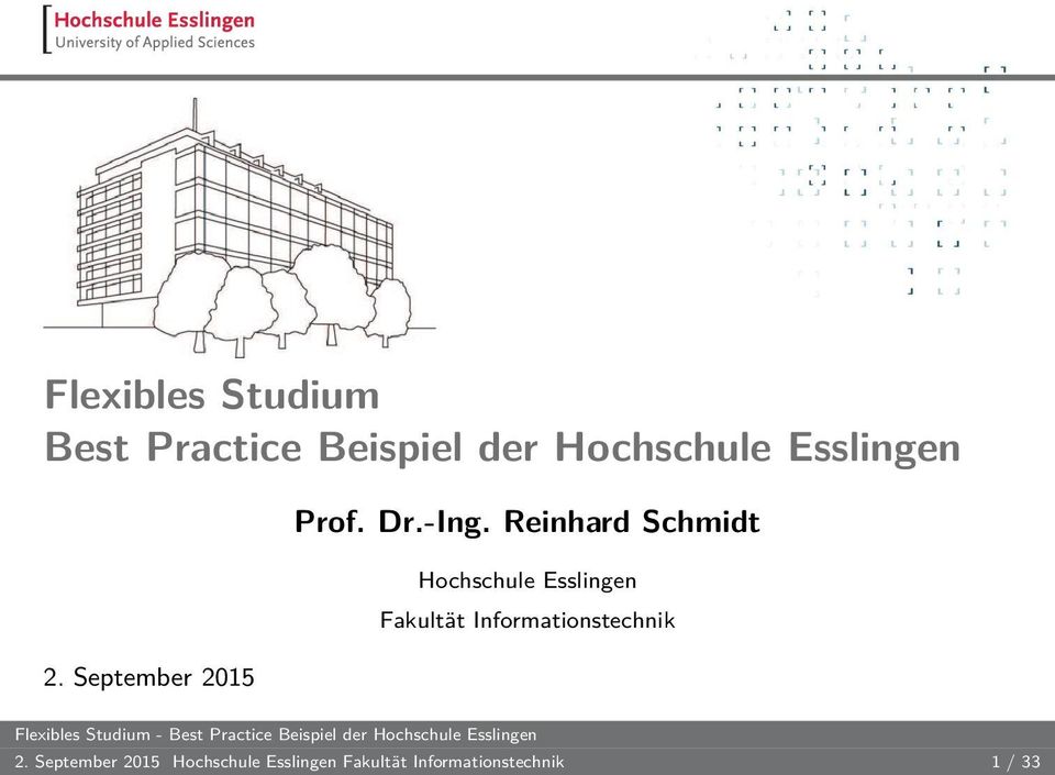 Reinhard Schmidt Hochschule Esslingen Fakultät