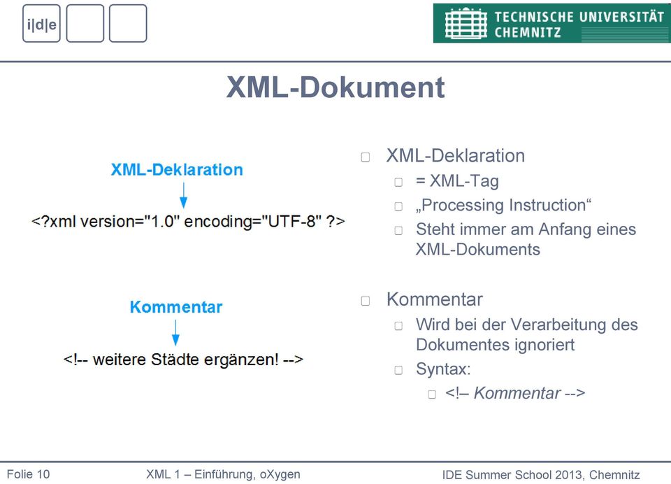 XML-Dokuments Kommentar Wird bei der Verarbeitung