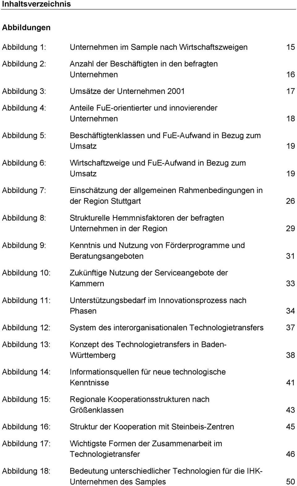 FuE-Aufwand in Bezug zum Umsatz 19 Wirtschaftzweige und FuE-Aufwand in Bezug zum Umsatz 19 Einschätzung der allgemeinen Rahmenbedingungen in der Region Stuttgart 26 Strukturelle Hemmnisfaktoren der