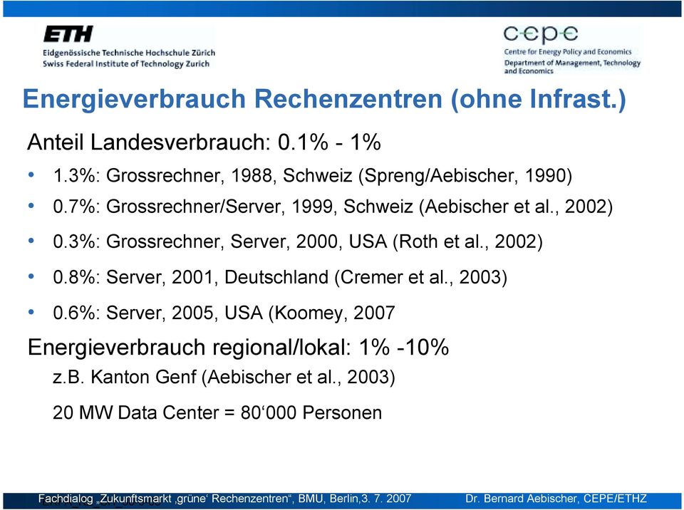 , 2002) 0.3%: Grossrechner, Server, 2000, USA (Roth et al., 2002) 0.8%: Server, 2001, Deutschland (Cremer et al.