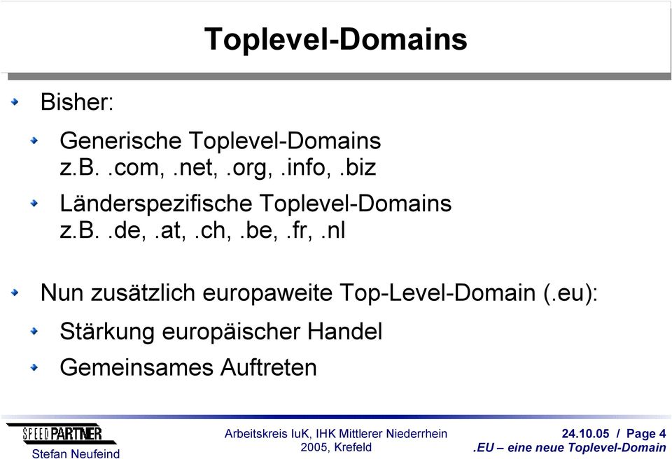 at,.ch,.be,.fr,.nl Nun zusätzlich europaweite Top-Level-Domain (.