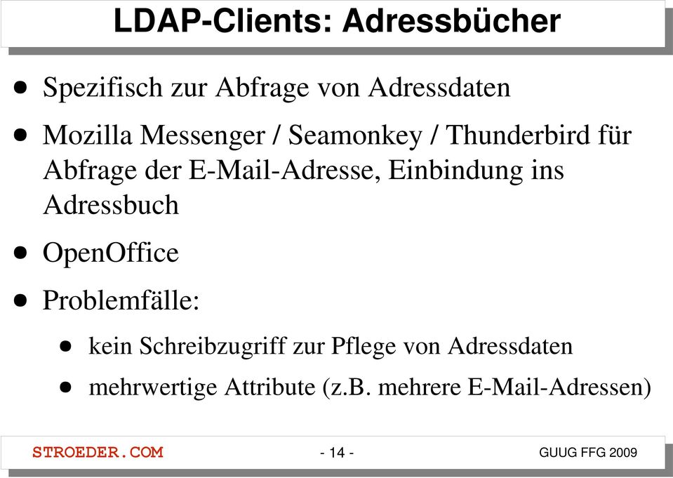 Einbindung ins Adressbuch OpenOffice Problemfälle: kein Schreibzugriff zur