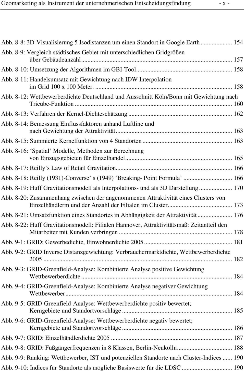 8-11: Handelsumsatz mit Gewichtung nach IDW Interpolation im Grid 100 x 100 Meter.... 158 Abb. 8-12: Wettbewerberdichte Deutschland und Ausschnitt Köln/Bonn mit Gewichtung nach Tricube-Funktion.