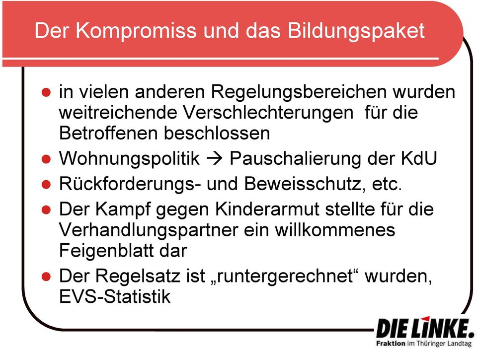 Pauschalierung der KdU Rückforderungs- und Beweisschutz, etc.