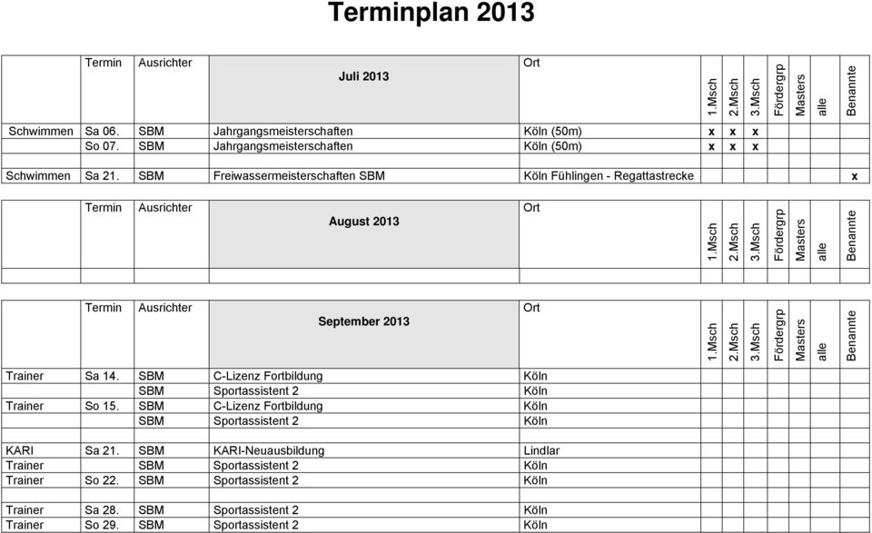 SBM C-Lizenz Fortbildung Köln SBM Sportassistent 2 Köln Trainer So 15. SBM C-Lizenz Fortbildung Köln SBM Sportassistent 2 Köln KARI Sa 21.
