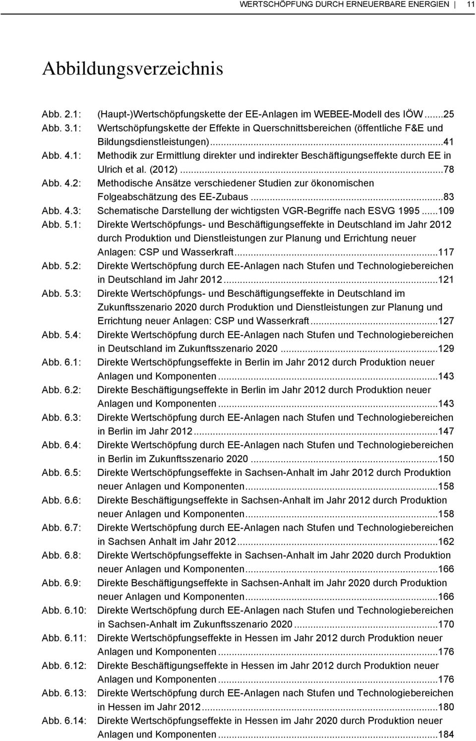 Abb. 4.1: Methodik zur Ermittlung direkter und indirekter Beschäftigungseffekte durch EE in Ulrich et al. (2012)... 78 Abb. 4.2: Methodische Ansätze verschiedener Studien zur ökonomischen Folgeabschätzung des EE-Zubaus.