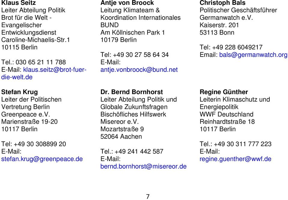 de Antje von Broock Leitung Klimateam & Koordination Internationales BUND Am Köllnischen Park 1 10179 Berlin Tel: +49 30 27 58 64 34 antje.vonbroock@bund.net Dr.