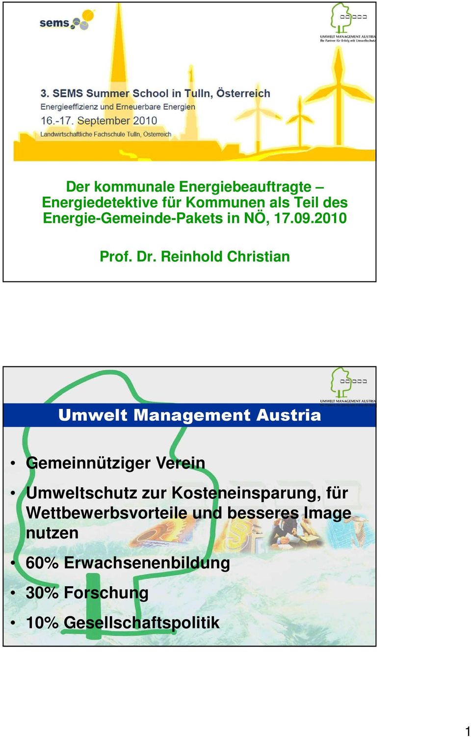 Reinhold Christian Umwelt Management Austria Gemeinnütziger Verein Umweltschutz zur