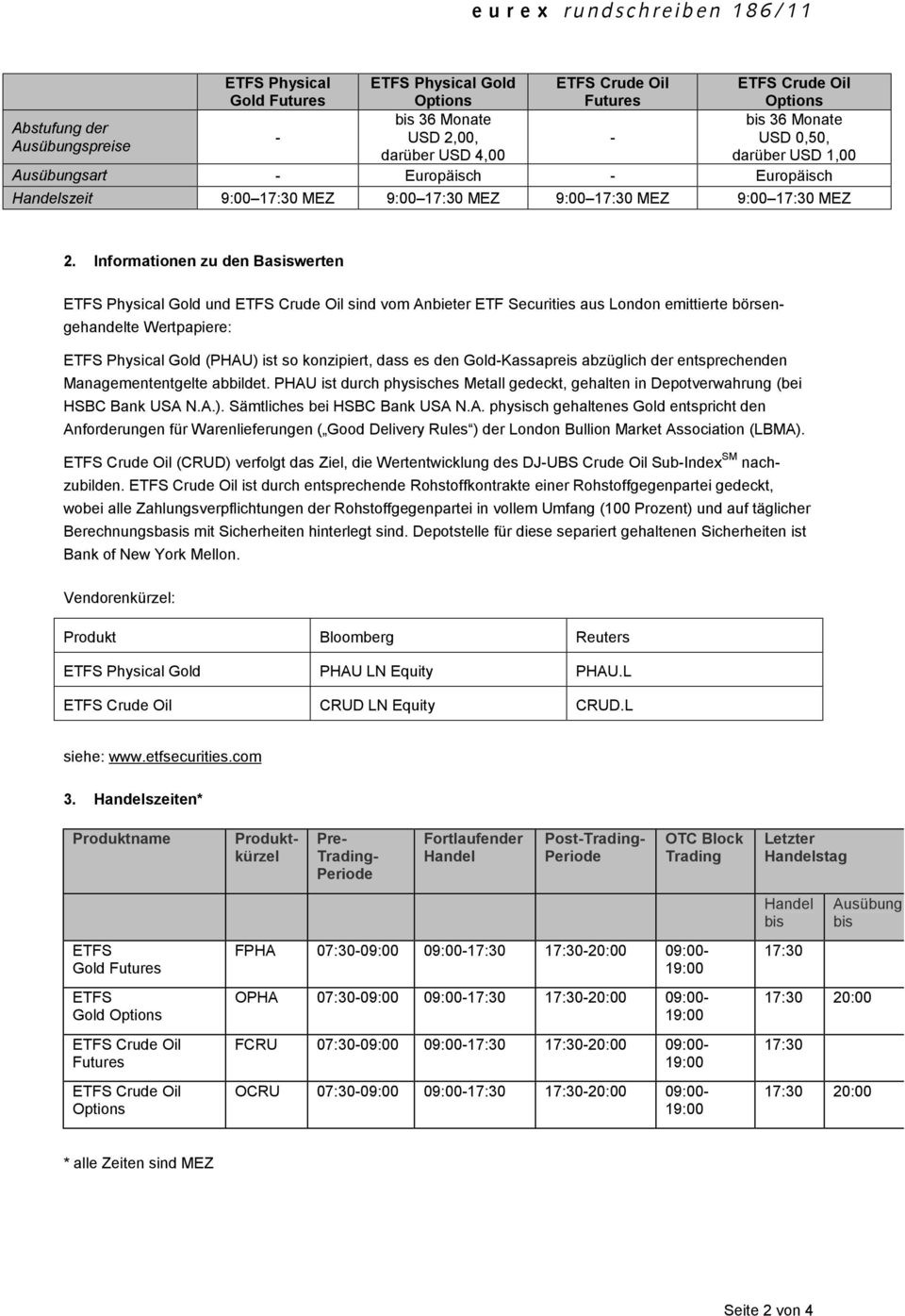 Informationen zu den Basiswerten ETFS Physical Gold und ETFS Crude Oil sind vom Anbieter ETF Securities aus London emittierte börsengehandelte Wertpapiere: ETFS Physical Gold (PHAU) ist so