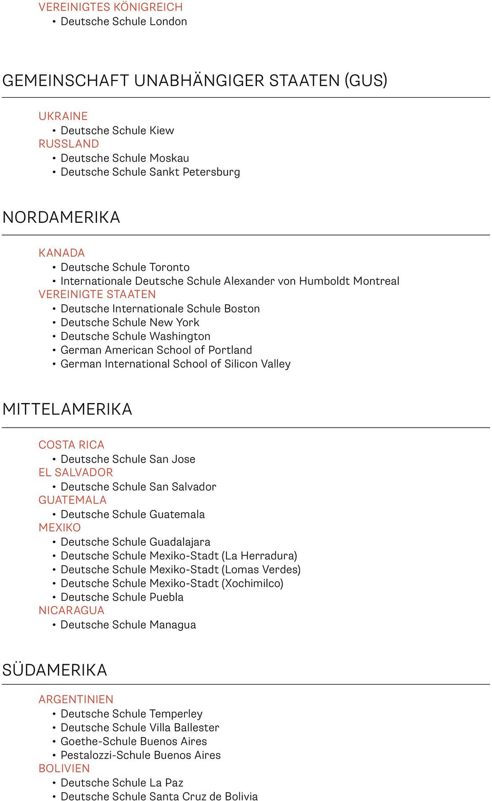 German American School of Portland German International School of Silicon Valley Mittelamerika Costa Rica Deutsche Schule San Jose El Salvador Deutsche Schule San Salvador Guatemala Deutsche Schule