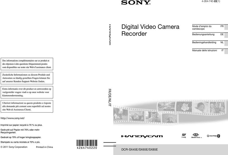 NL Manuale delle istruzioni IT FR/DE/NL/IT http://www.sony.