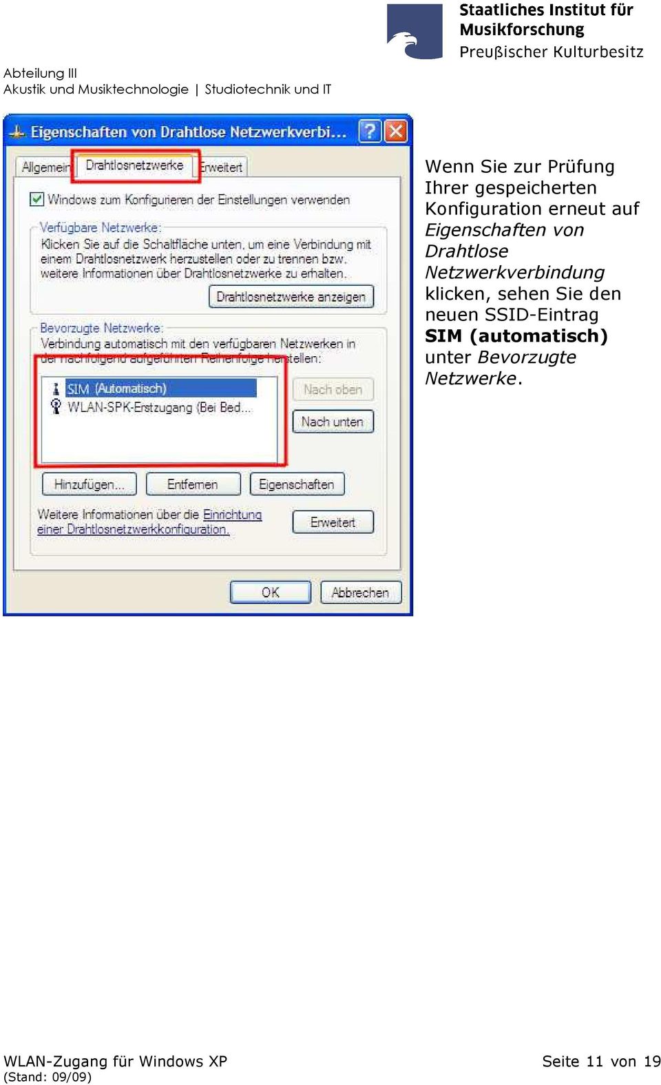 klicken, sehen Sie den neuen SSID-Eintrag SIM (automatisch)