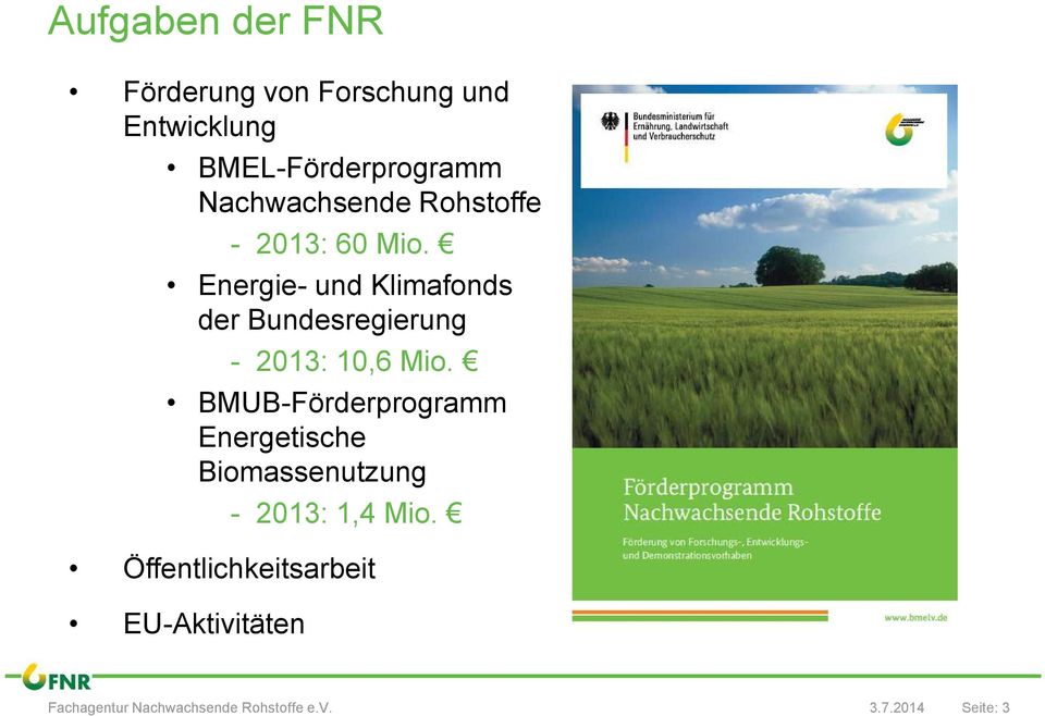 Energie- und Klimafonds der Bundesregierung - 2013: 10,6 Mio.